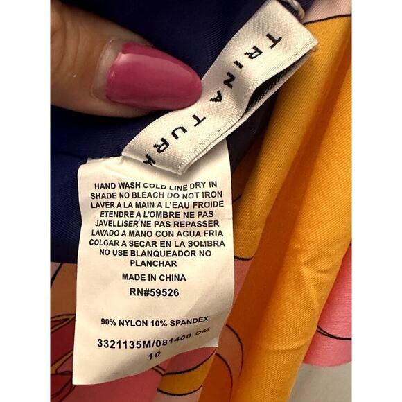 Trina Turk Royal Blue Pink Floral Print Swimsuit One Piece Women's Size 10 NWT - Picture 6 of 8